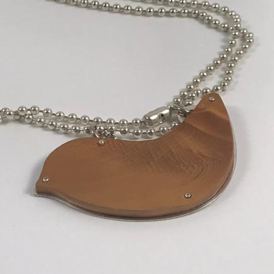 Huon Pine - Sterling Silver plate - Bird Pendant. Sterling Silver/ Ball Chain