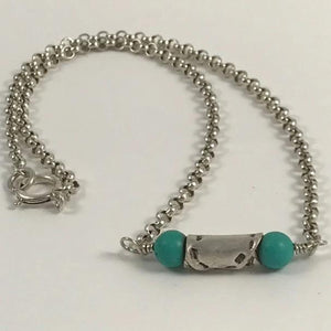 "Restore", Bead-PMC3 with Turquoise stone, Necklace.