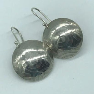 "Spiral" textured Silver dome-Earrings