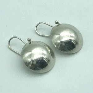 "Self-Reflection" Polished, Stg Sil Dome-Earrings.