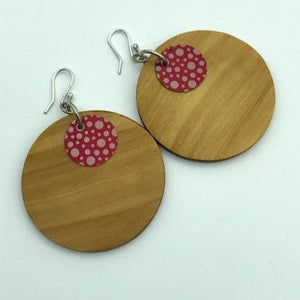 Huon Pine Disc's with Sublimation Printed Aluminium Disc Earrings