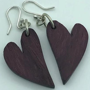 "Curly PurpleHeart" Purpleheart & Stg Sil-Earrings