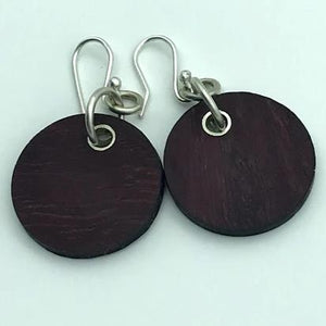 Purpleheart wooden Disc Earrings