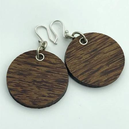 Porcupine Wooden Disc, Ear-rings