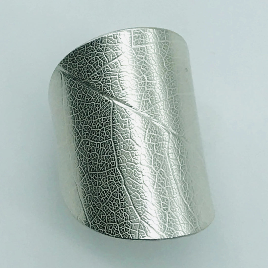 Leaf print - large adjustable ring, 